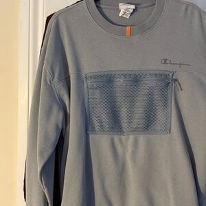 Champion Light Blue Crewneck with Mesh Detail